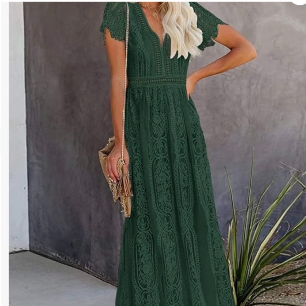 NWT, Beautiful green pretty garden lace maxi dress. Two available. Size S and M